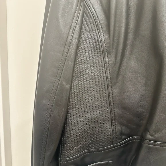 Guess Black Leather Quilted Biker Jacket - Picture 4 of 6